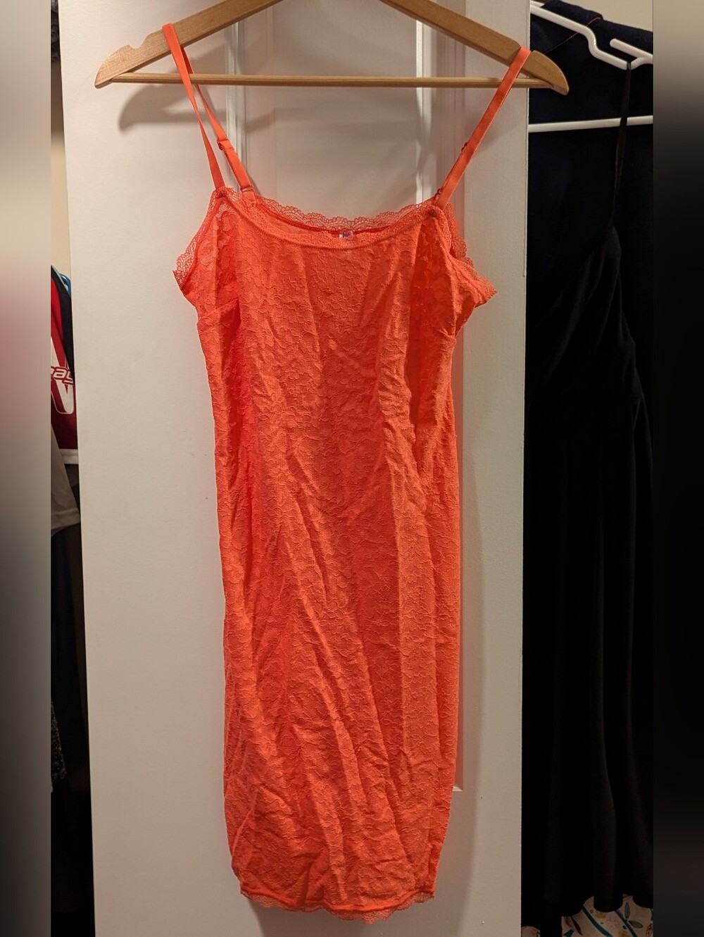 YITTY Vibrant Coral Lush Lace Slip Dress - NWT